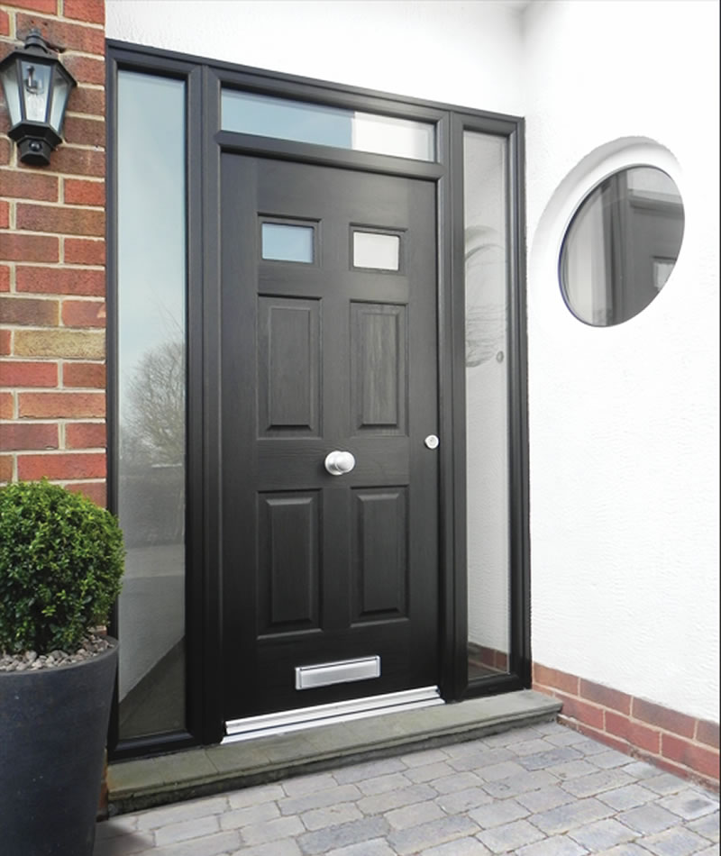 Modern anthracite composite external door installed in Peterborough