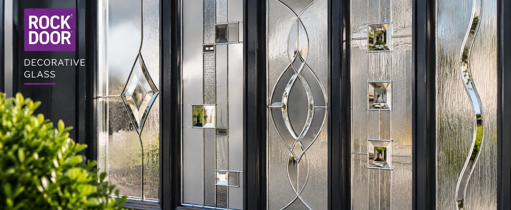 Rockdoor decorative glass options for composite doors in Peterborough