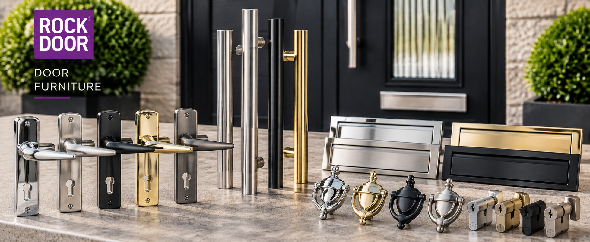 Rockdoor door furniture, handles, pull bars and letterplates in Peterborough